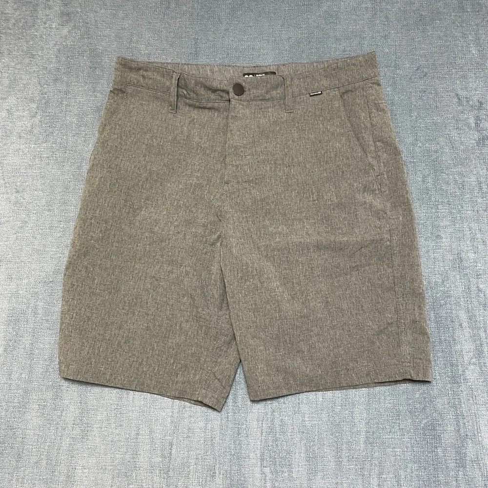 Hurley Chino Shorts Mens 32 Gray Flat Front Casual Travel Outdoor Straight Leg